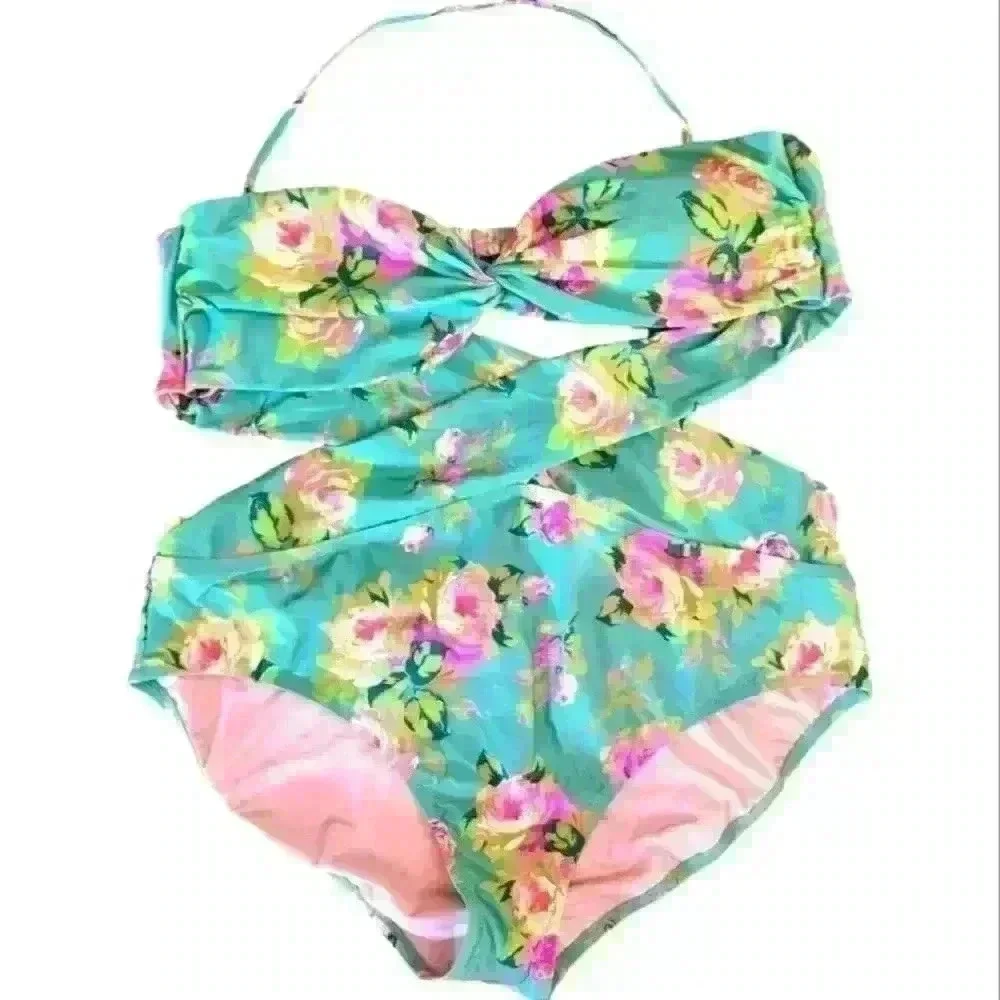J.Crew Crisscross Cutout Bandeau‎ One-Piece In Rose Garden Plus Size 22 NWTS.